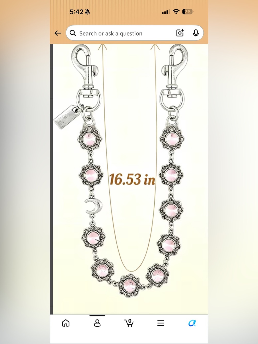 Designer inspired Silver Floral Pink bag charm